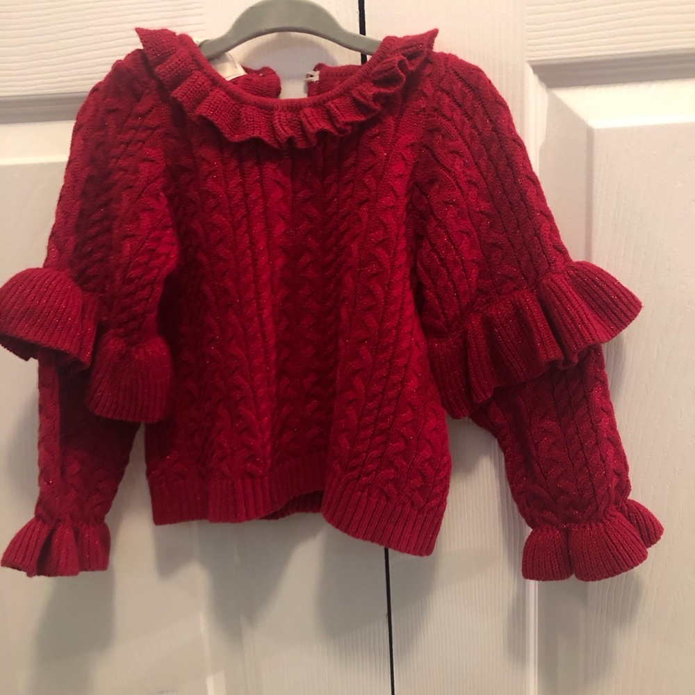 First Impressions 24 M red with sparkles sweater.